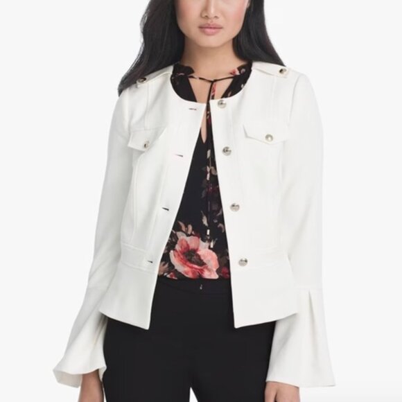 WHBM Bell Sleeve Peplum Jacket in Ecru size 6 - Picture 2 of 7